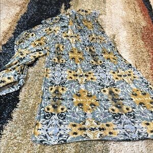 Shawl, Stole, Scarf, Wrap Floral Patterned Navy Blue with Golden Hues 22" x 84"